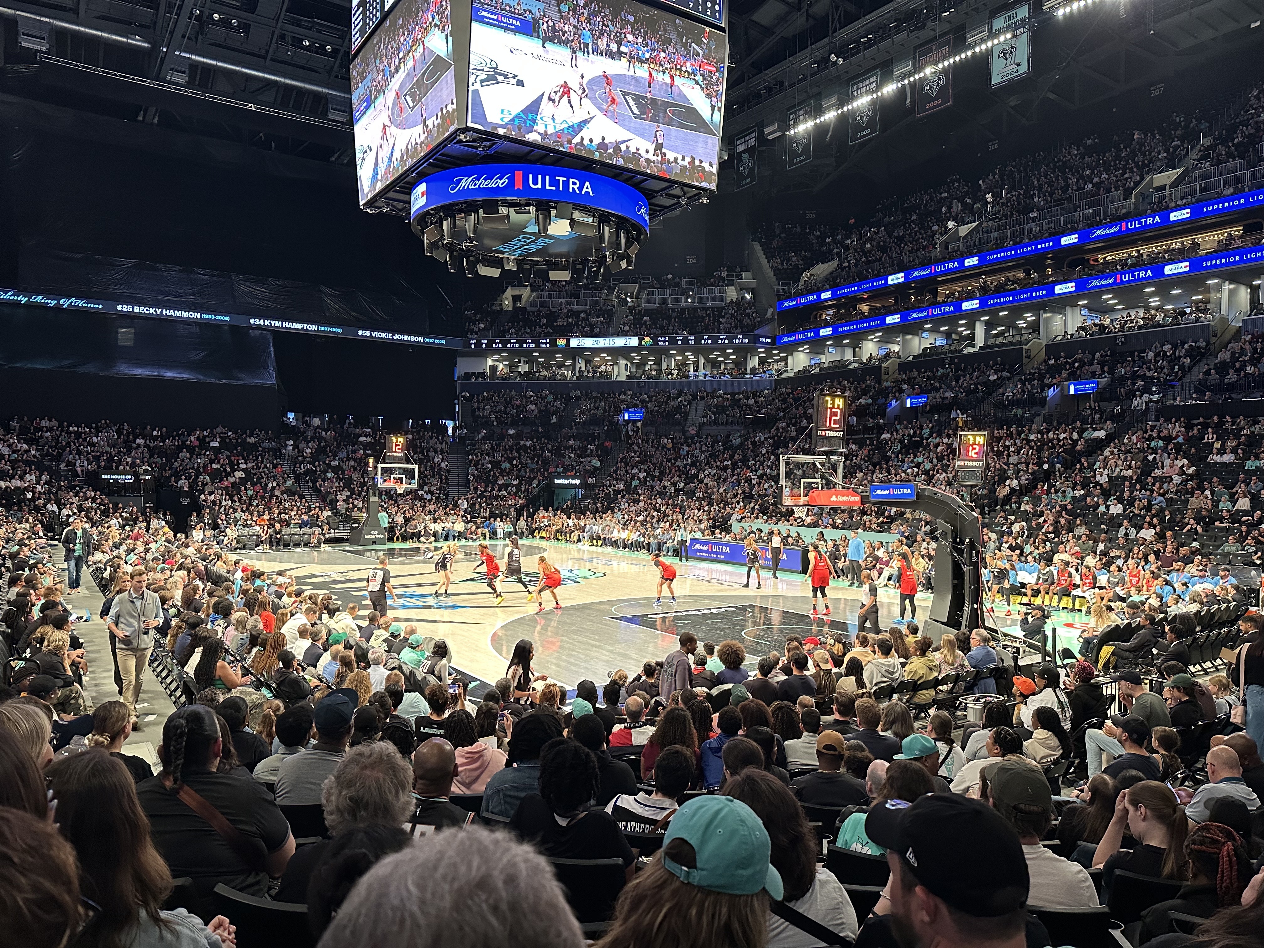 A community sports moment with fans and athletes